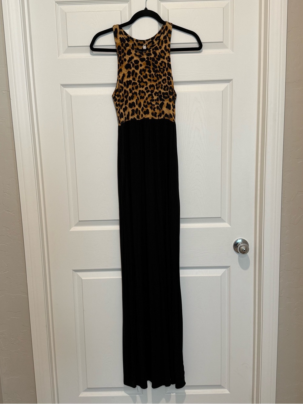Beeson River Leopard-Print Bodice Black Maxi Dress